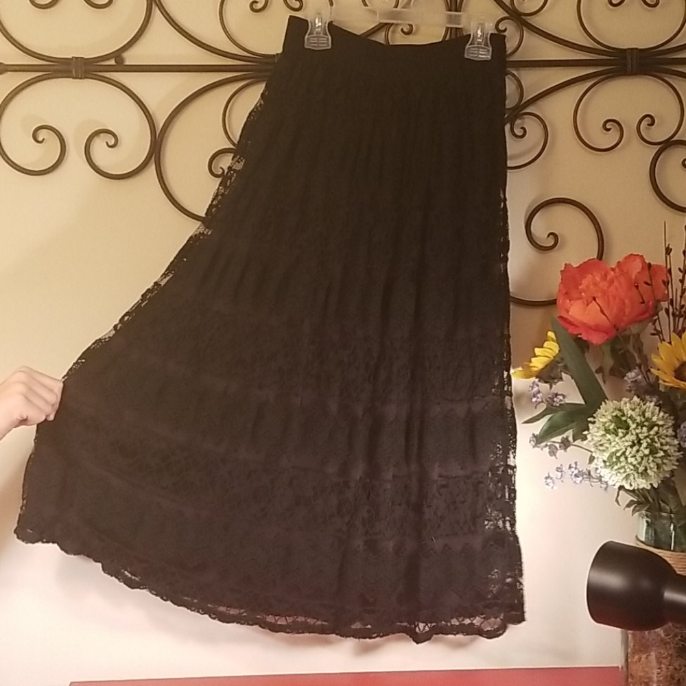 Black Lace Midi Skirt